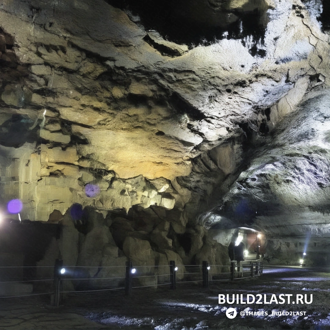 Человек, стоящий в лавовом тоннеле, рассматривающий внутренние структуры камней