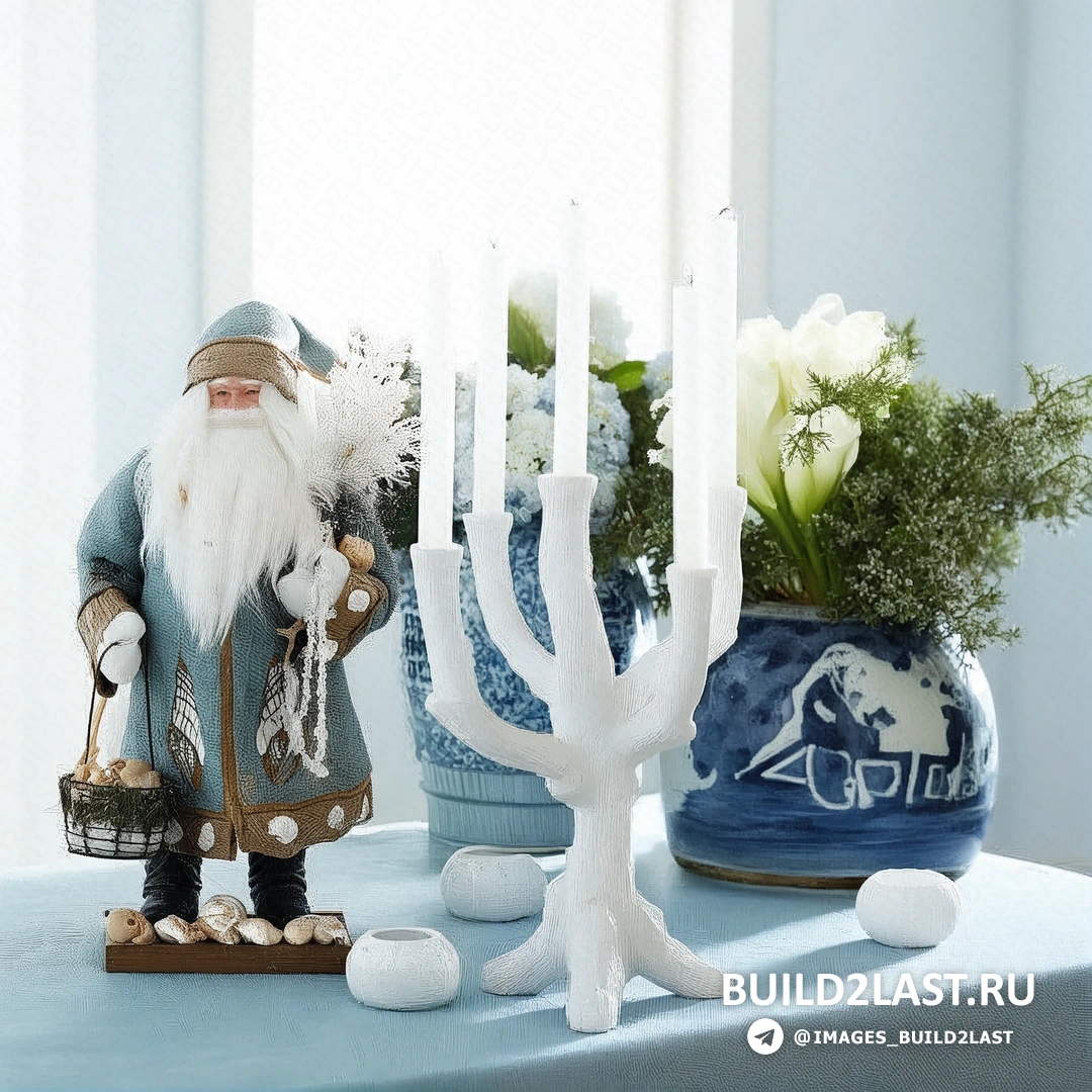 Декор для Рождества и Нового года с морскими элементами и акцентами в прибрежном стиле.