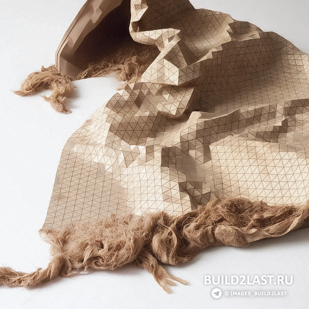 Деревянный ковер с уникальным геометрическим узором, выполненный из древесины и ткани