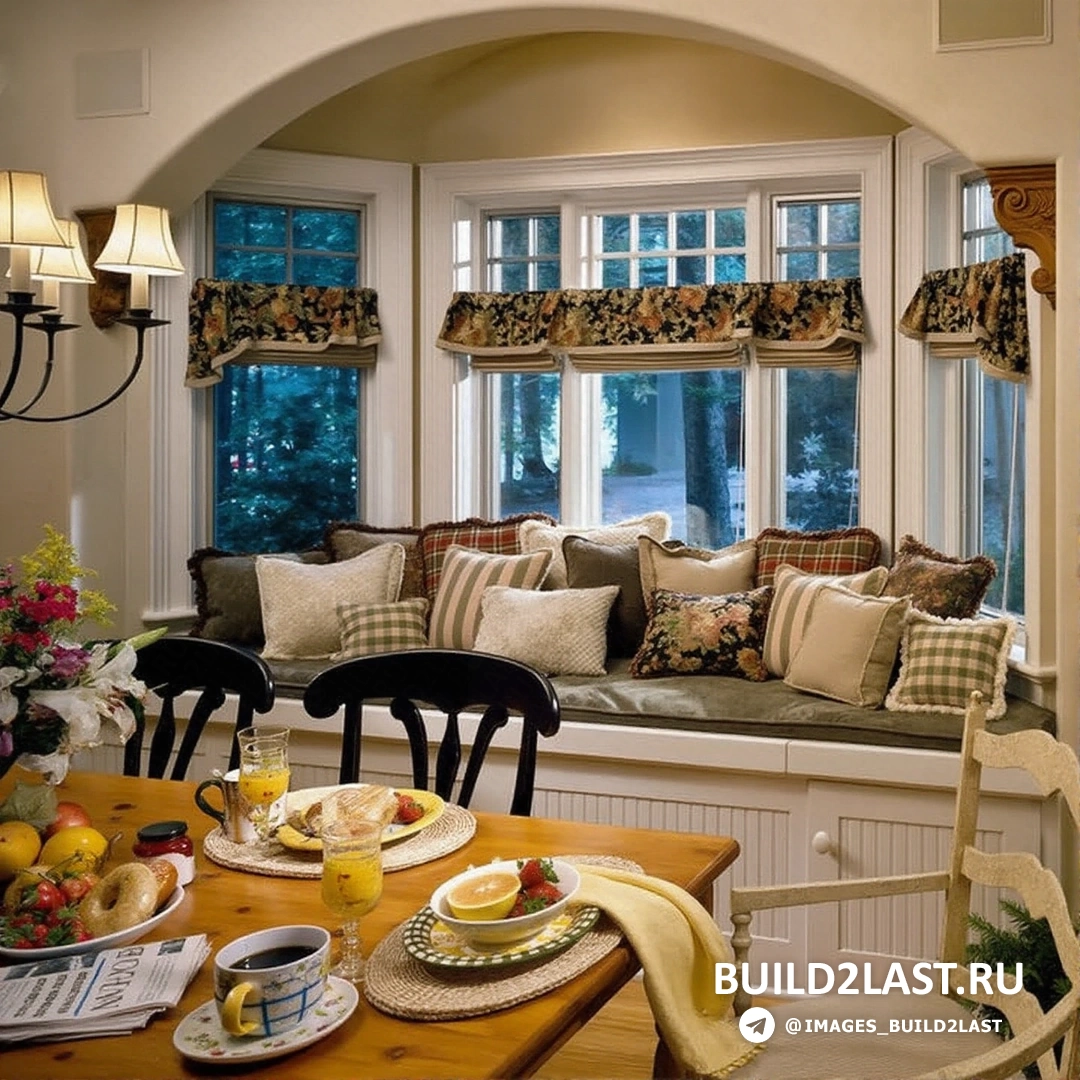 Диван в кантри-стиле с декоративными подушками и подвесными светильниками, в окружении розовых и белых тонов, с элементами систем хранения.