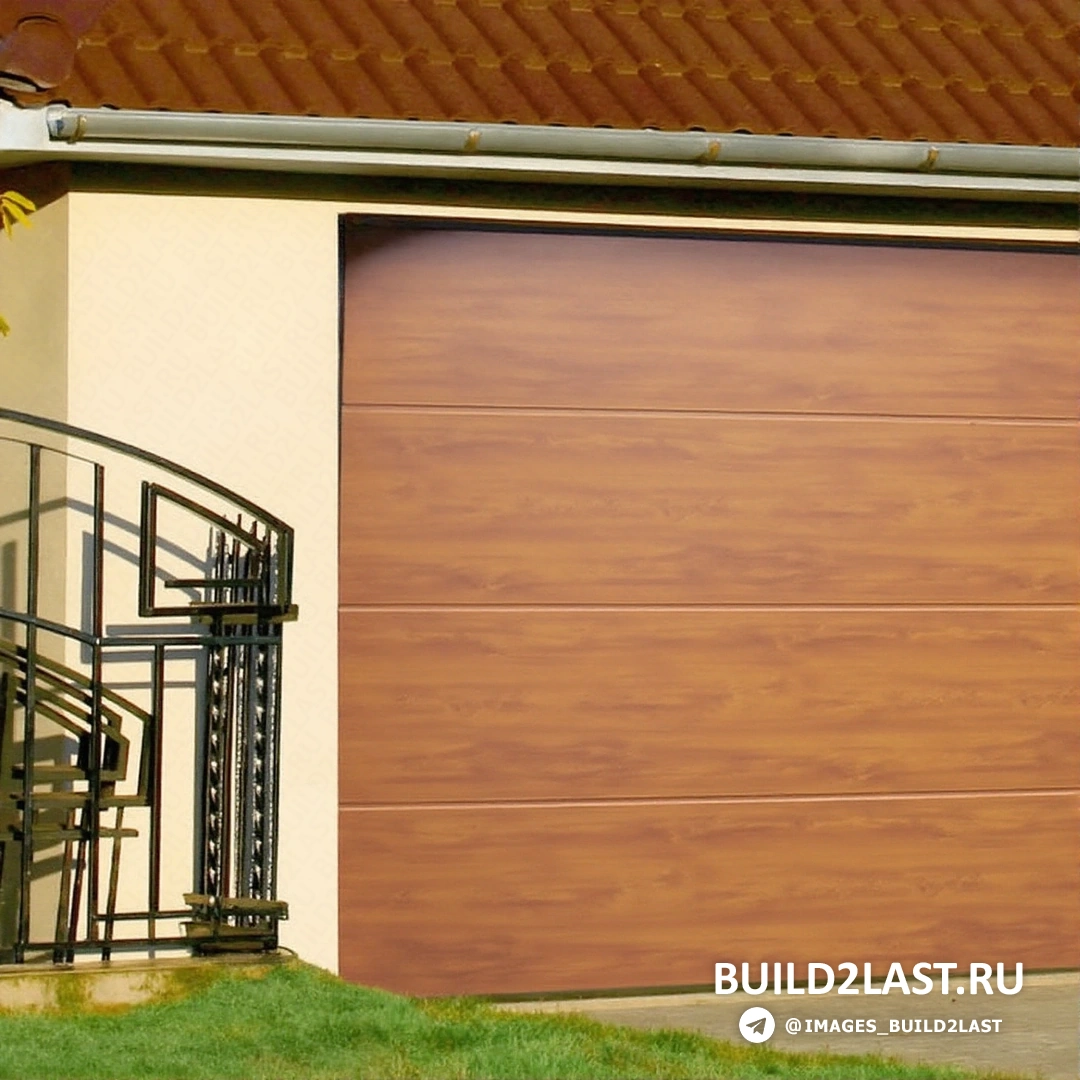 Гараж с многоуровневой крышей и розовыми элементами