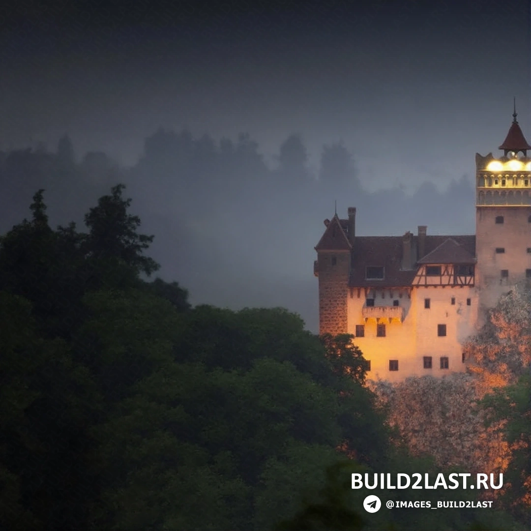 Интерьер спальни в замке Бран, готический стиль, белые стены, темное дерево