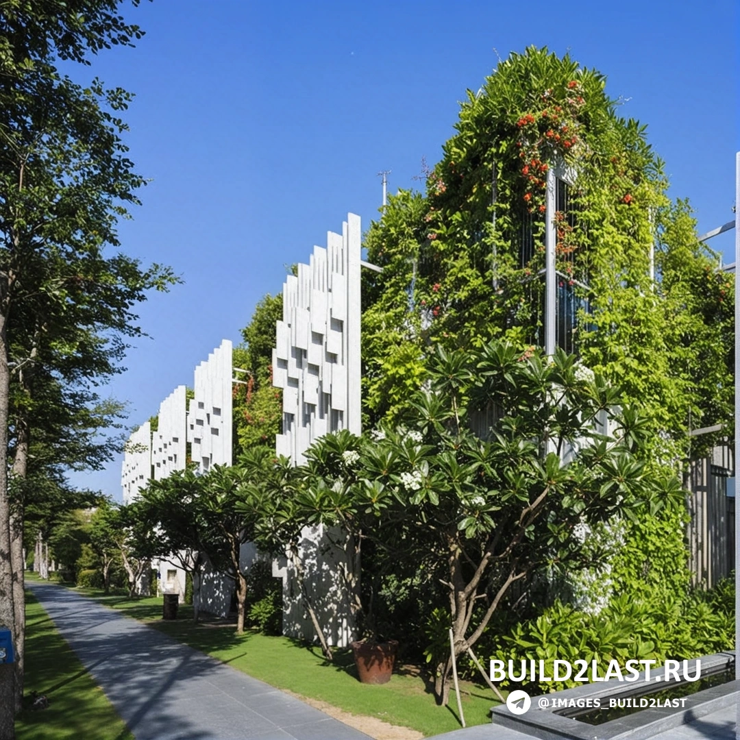 Ландшафтный дизайн с элементами декоративной штукатурки и бетона в холле спа-центра в Вьетнаме, зеленые растения на фоне белых стен