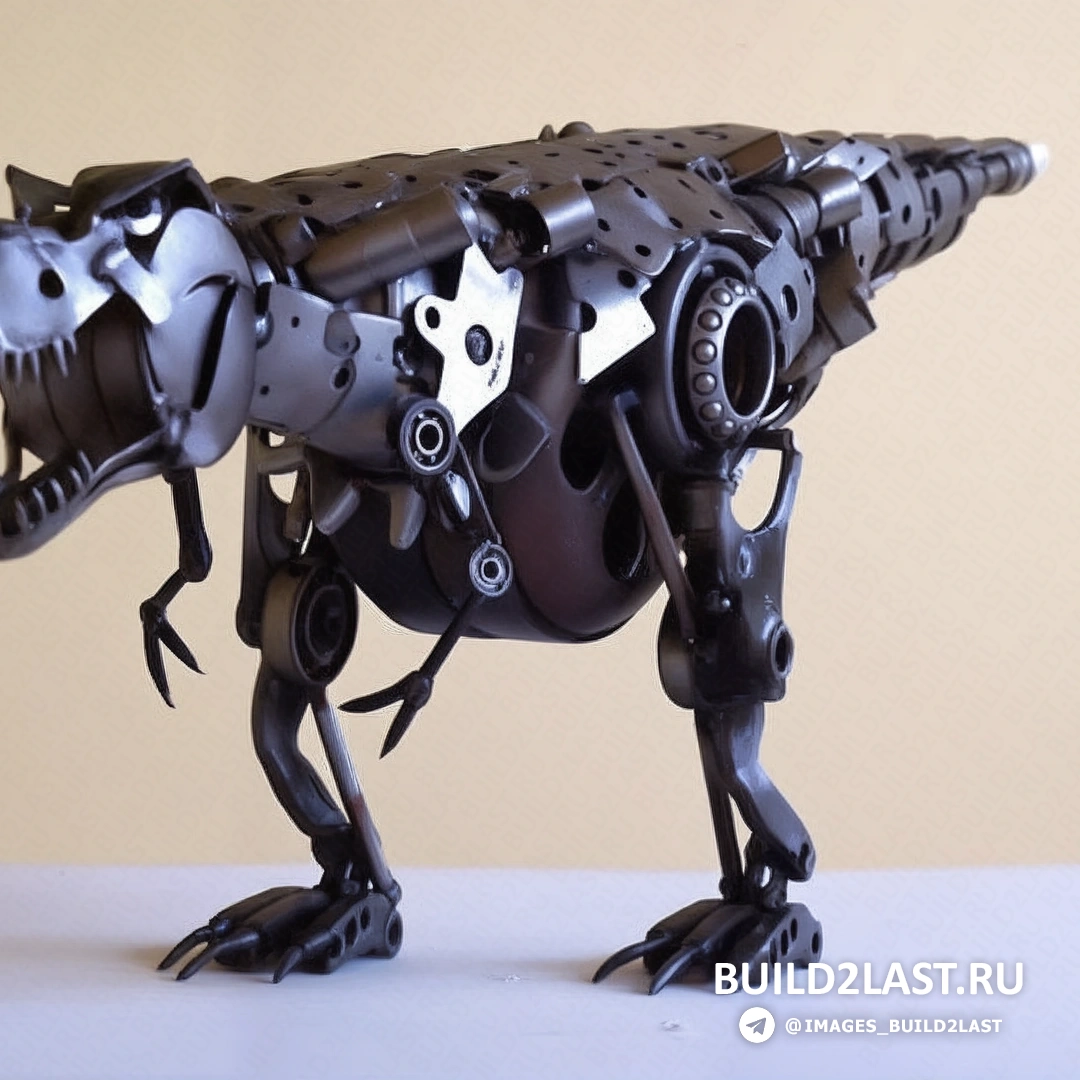 Механическая скульптура в виде парового робота с деталями, выполненными из меди и железа