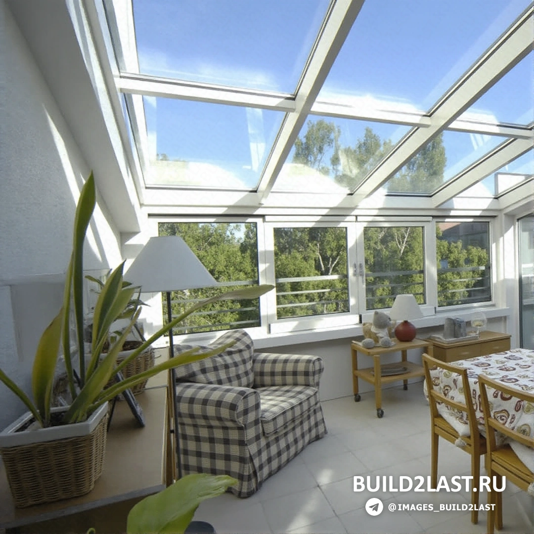 Металлочерепица, стеклянный фасад и колонны на террасе, зеленый ландшафтный дизайн внутреннего дворика