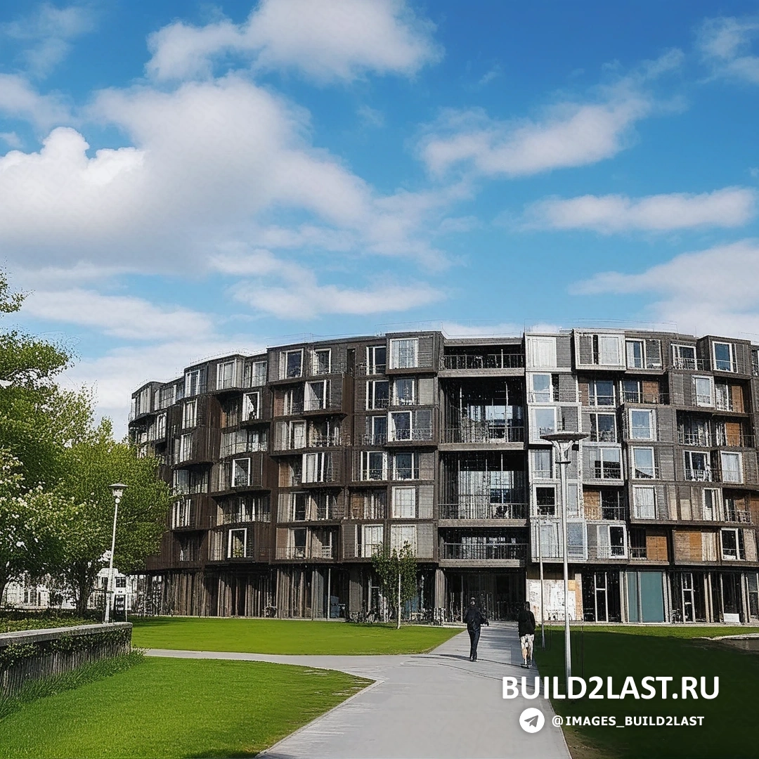 Общежитие в Копенгагене с коричневым фасадом и архитектурными особенностями