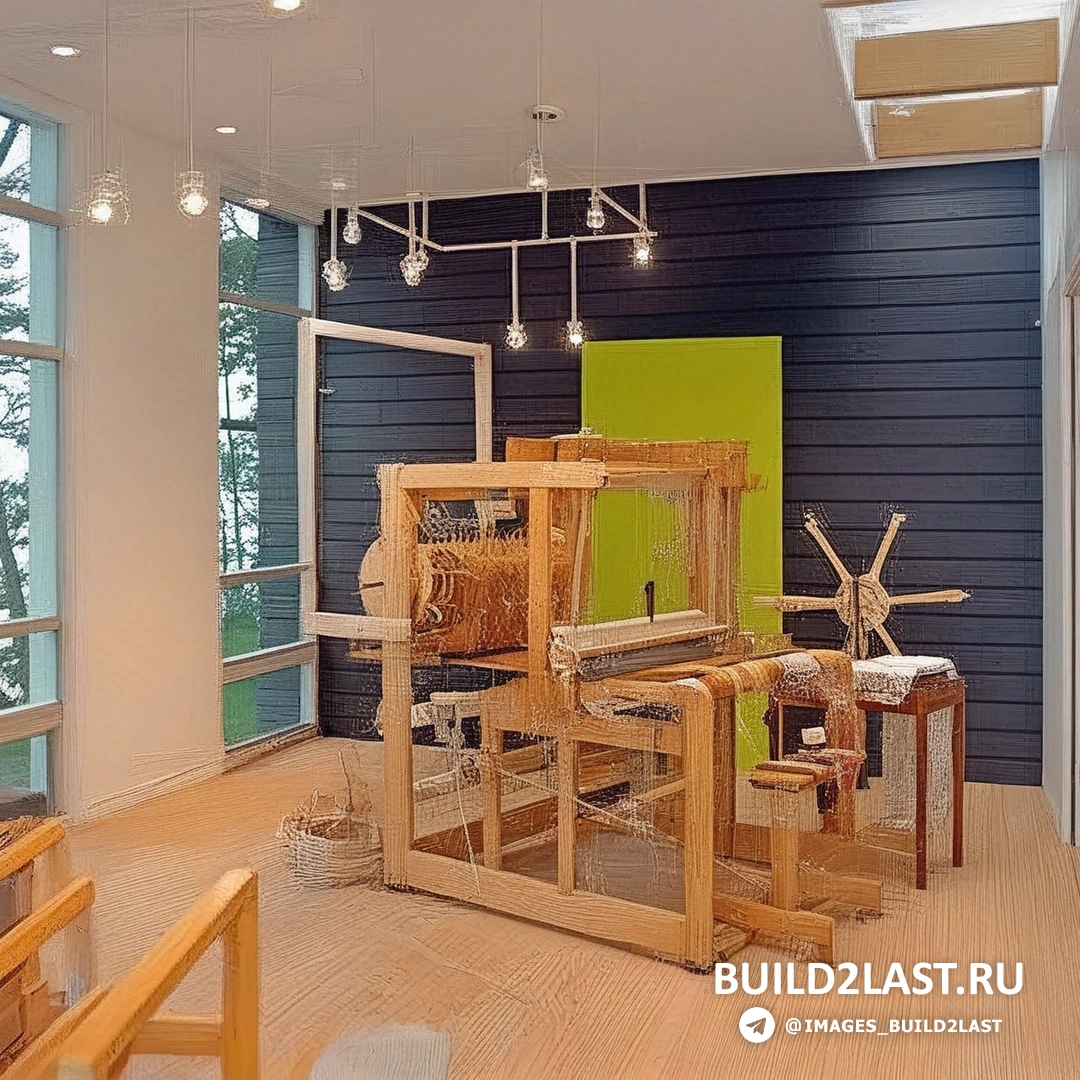 Процесс ткачества на старинном ткацком станке с использованием нитей различных цветов