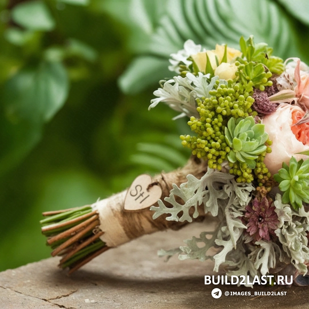 Розовый букет невесты в стиле хэнд-мэйд с элементами эко-стиля и коричневыми акцентами