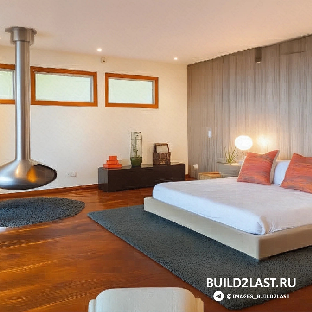 Спальня в мансарде с элементами лофт-стиля, темным и светлым деревом, каменными и деревянными акцентами.