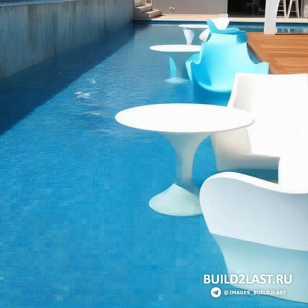 Светящийся бар у бассейна с LED-освещением ночью