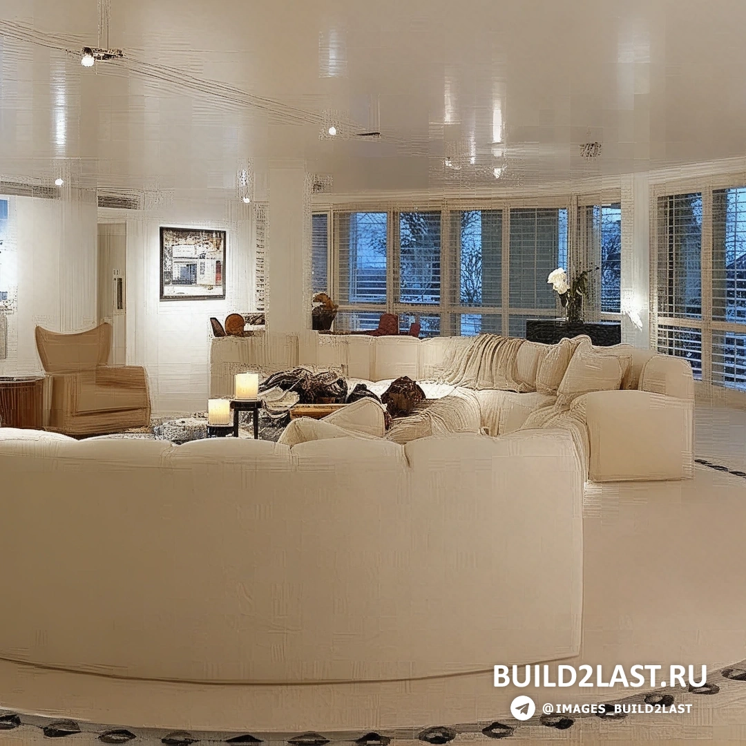 Уютная гостиная с мягким ковром и книжными полками, создающая атмосферу уюта