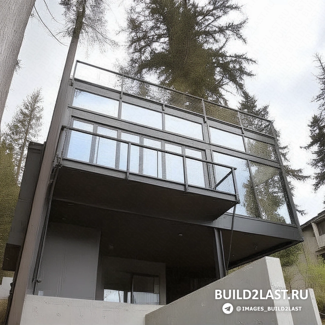 Вид на проект с воздуха, показывающий дом с террасой у воды